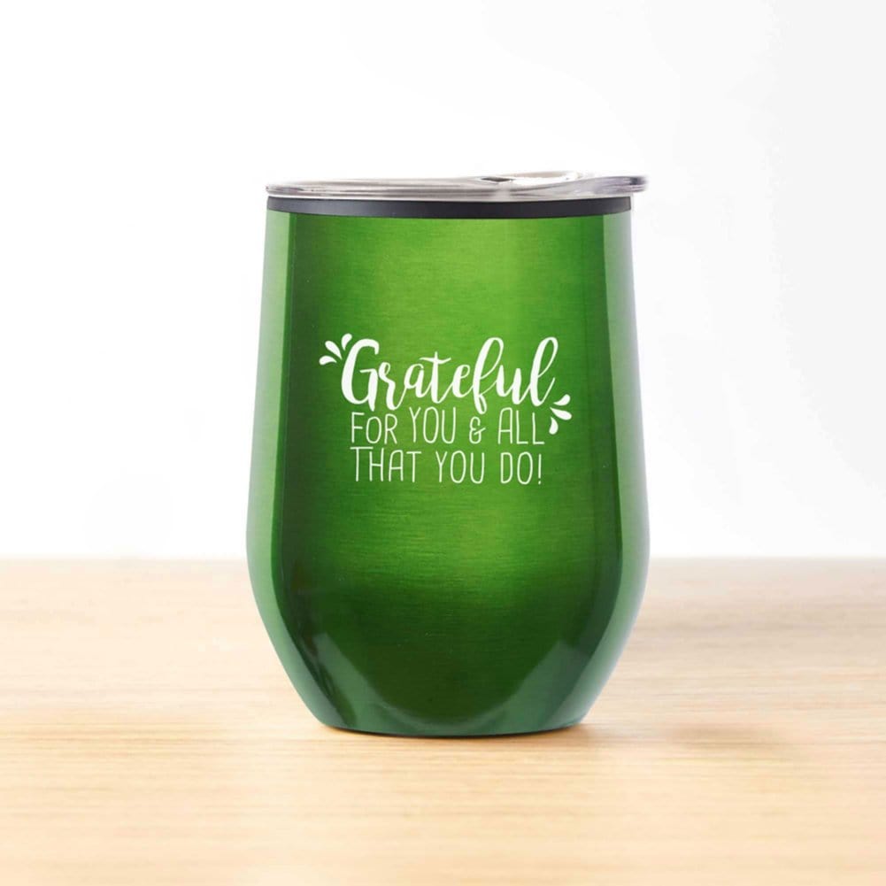 Sustainable Corporate Gift Tumbler with Lid | Cheers! Wine Tumbler - Cheers to You | Baudville