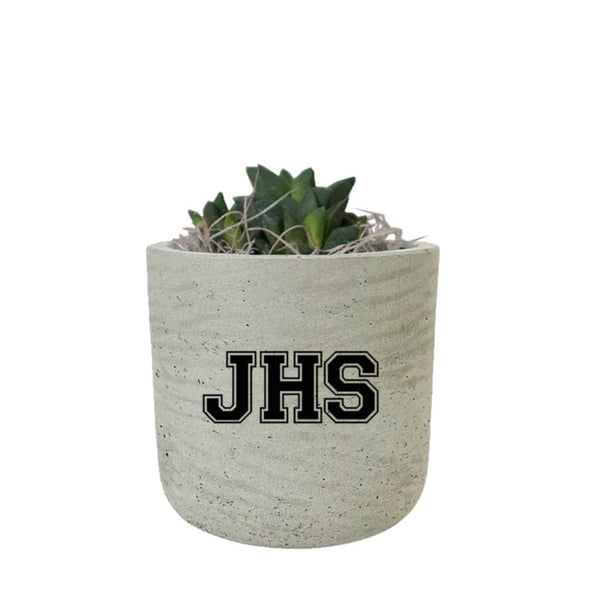 Add Your Logo: Stone Finish Mini Pot with Succulent