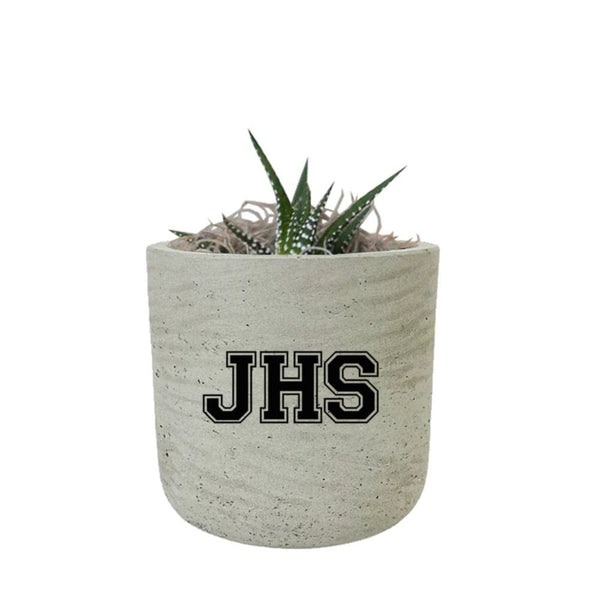 Add Your Logo: Stone Finish Mini Pot with Succulent