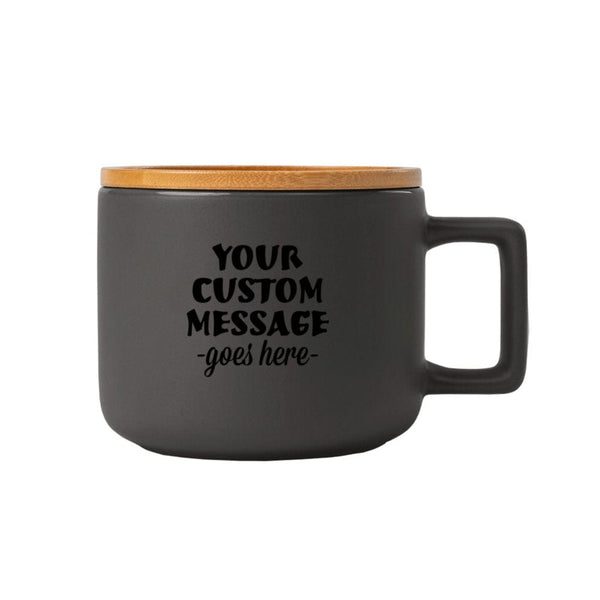 Add Your Logo: 12 oz Ceramic Cafe Mug with Lid