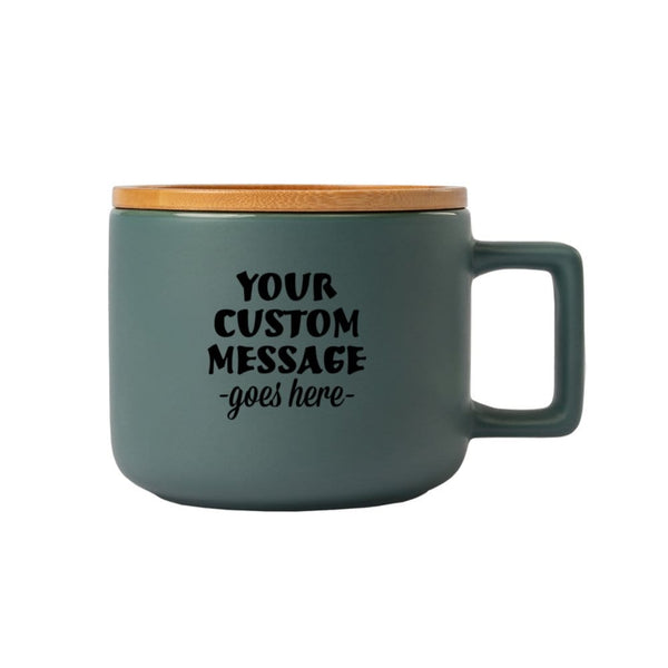 Add Your Logo: 12 oz Ceramic Cafe Mug with Lid