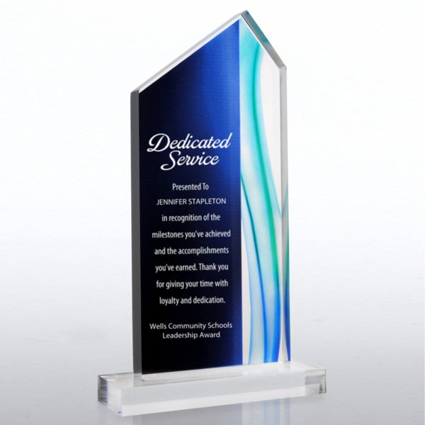 Acrylic Art Deco Trophy in Blue Wave