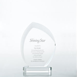 Beveled Edge Crystal Flame Trophy - Slanted Oval