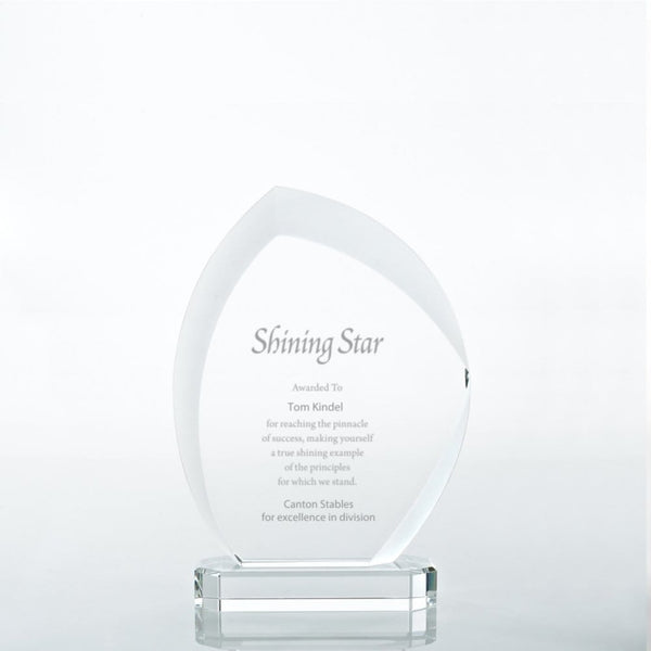 Beveled Edge Crystal Flame Trophy - Slanted Oval