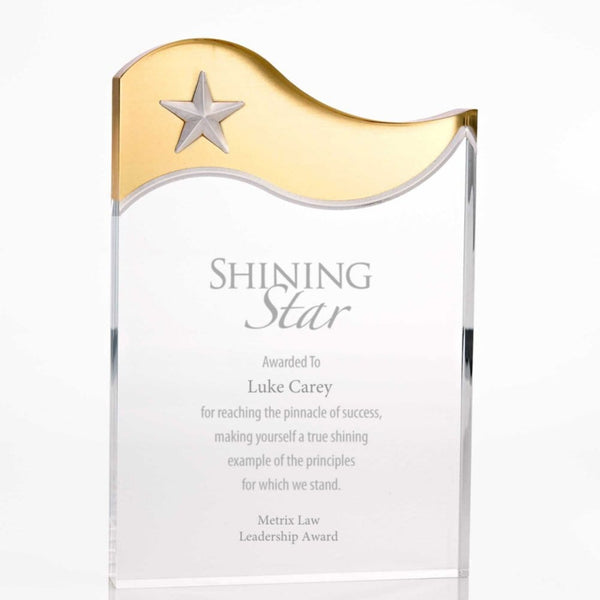 Metallic Accent Acrylic Award - Gold Star