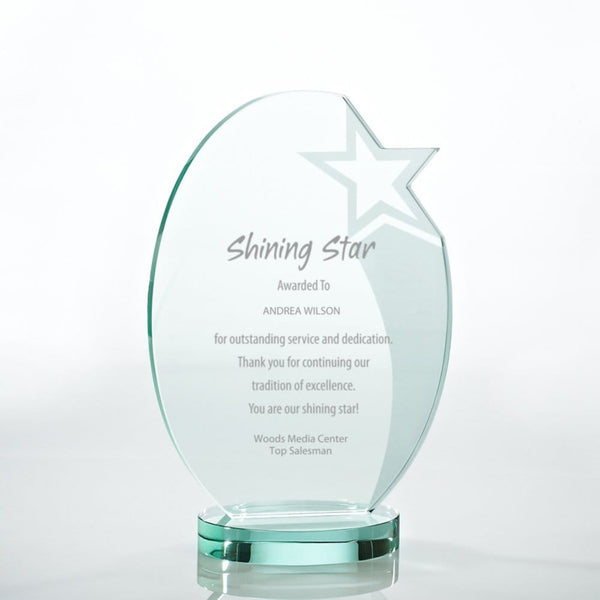 Premium Jade Trophy - Etched Oval Star