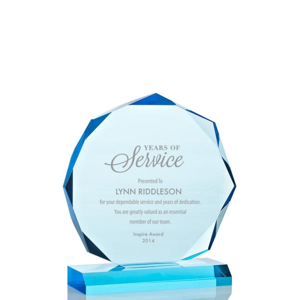 Sky Blue Acrylic Trophy - Beveled Octagon