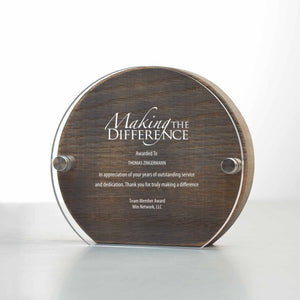 Rustic Praise Wood and Acrylic Trophy Round