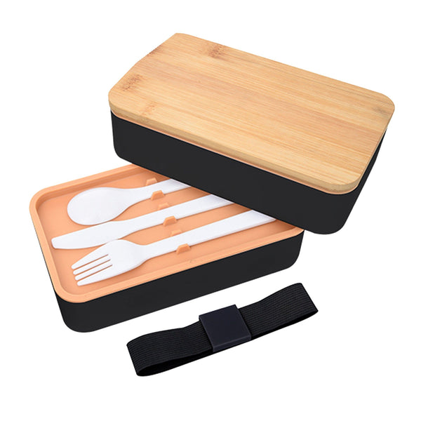 Add Your Logo: Bamboo Bento All-In-One Lunch Set