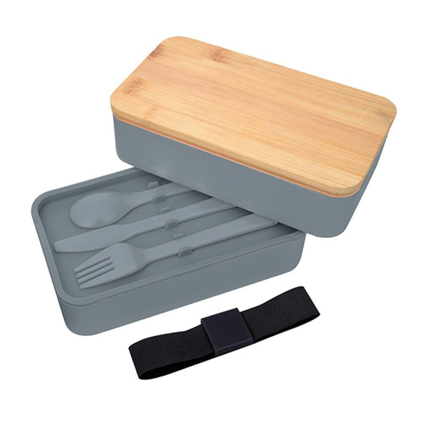 Add Your Logo: Bamboo Bento All-In-One Lunch Set