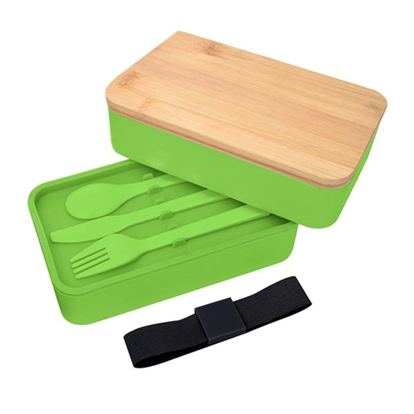 Add Your Logo: Bamboo Bento All-In-One Lunch Set