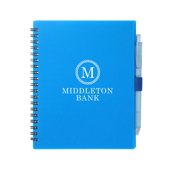 Add Your Logo: Recycled Spiral Notebook w/ RPET Pen