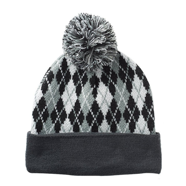 Add Your Logo: Diamond Knit Pom Pom Beanie