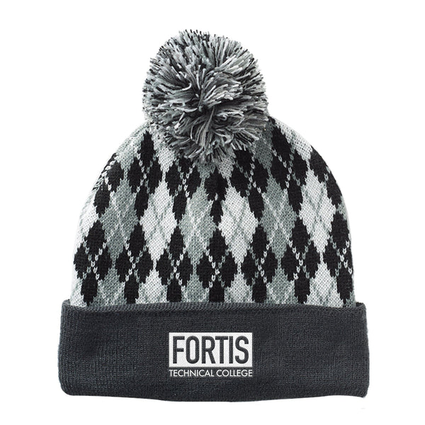 Add Your Logo: Diamond Knit Pom Pom Beanie