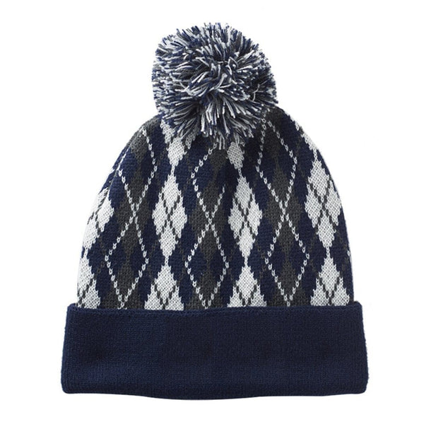 Add Your Logo: Diamond Knit Pom Pom Beanie