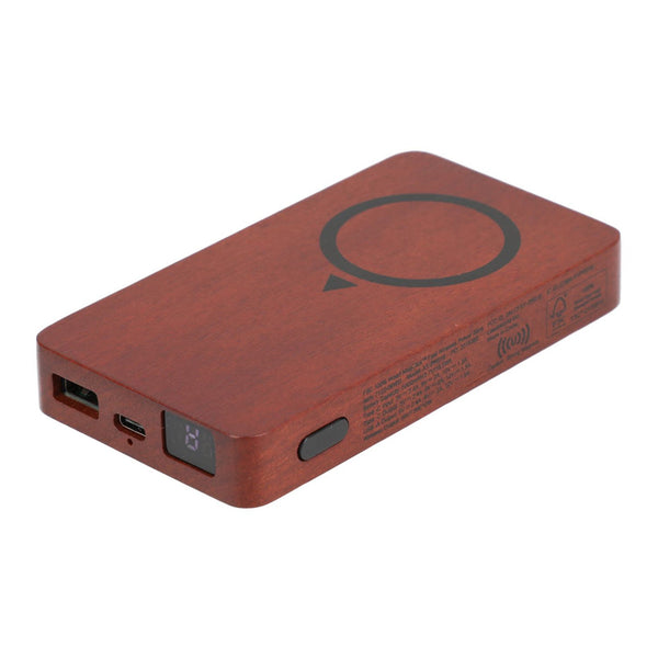 Add Your Logo: MagClick™ Fast Wireless Wood Power Bank