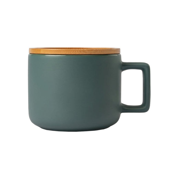 Add Your Logo: 12 oz Ceramic Cafe Mug with Lid