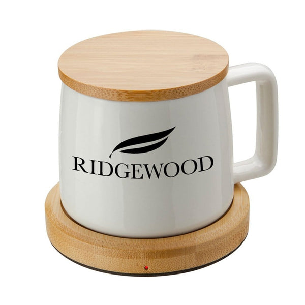 Add Your Logo: Cozy Morning Bamboo Mug & Warmer Set