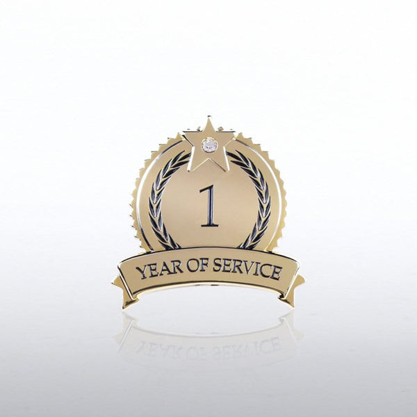 Anniversary Lapel Pin - Star Laurels with Gem