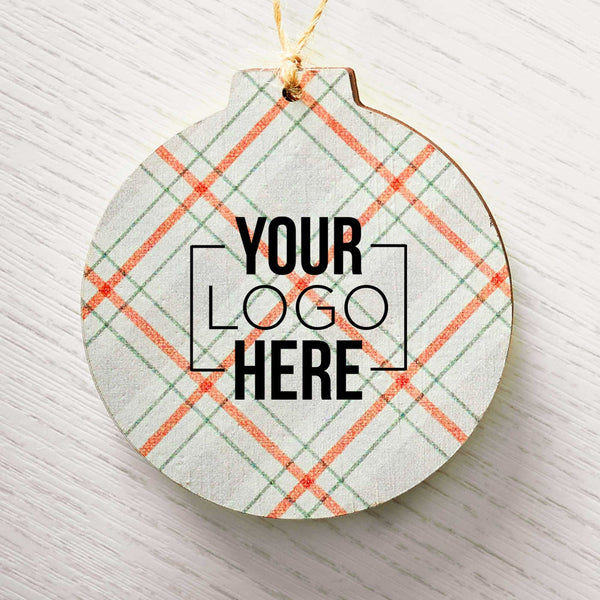 Custom: Holiday Wood Ornament -  Red/Green Plaid