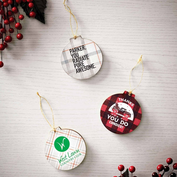 Custom: Holiday Wood Ornament - Buffalo Plaid