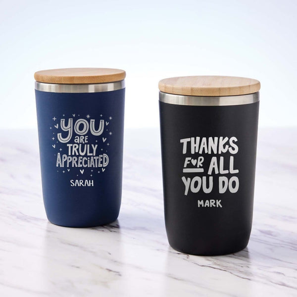 Copper Vacuum Tumbler w/ Bamboo Lid 14oz - Navy