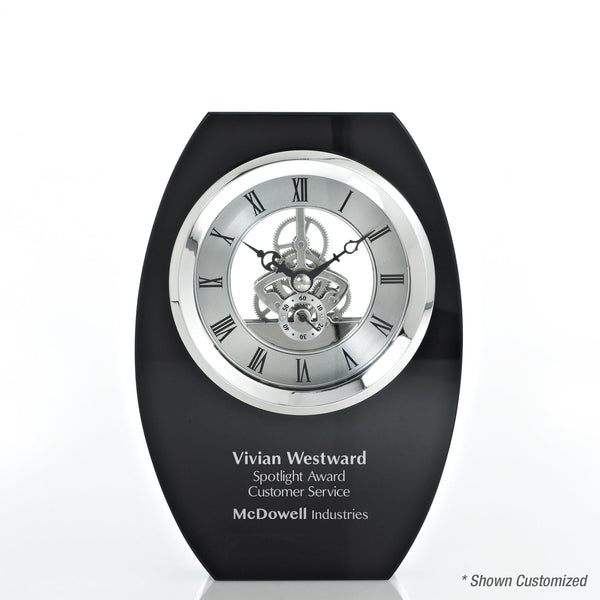 Executive Crystal Skeleton Clock - Black Tower