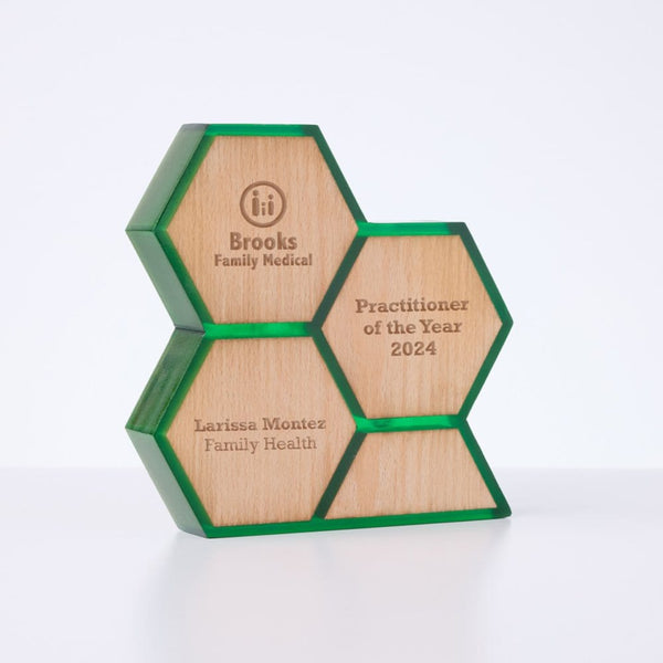 High Honors Modern Hexagon Trophy - Green