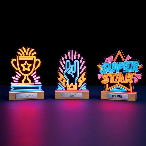 Glowing Gratitude Neon Light Trophy - Super Star