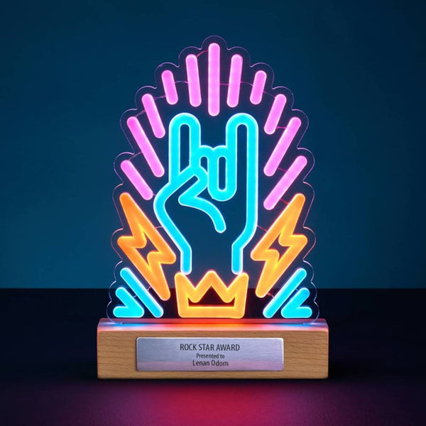 Glowing Gratitude Neon Light Trophy - You Rock