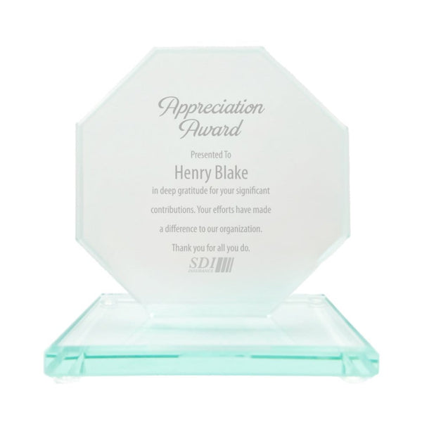 Mini Jade Glass Octagon Trophy