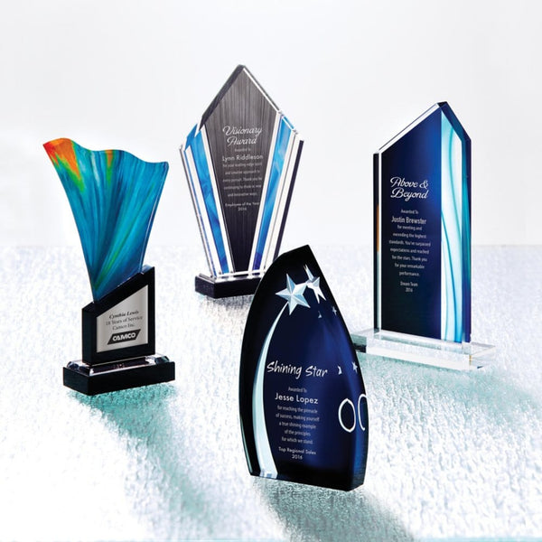 Elite Acrylic Art Deco Trophy in Sapphire Wave