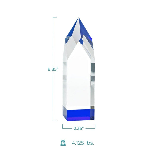 Royal Blue Crystal Accent Trophy - Tower