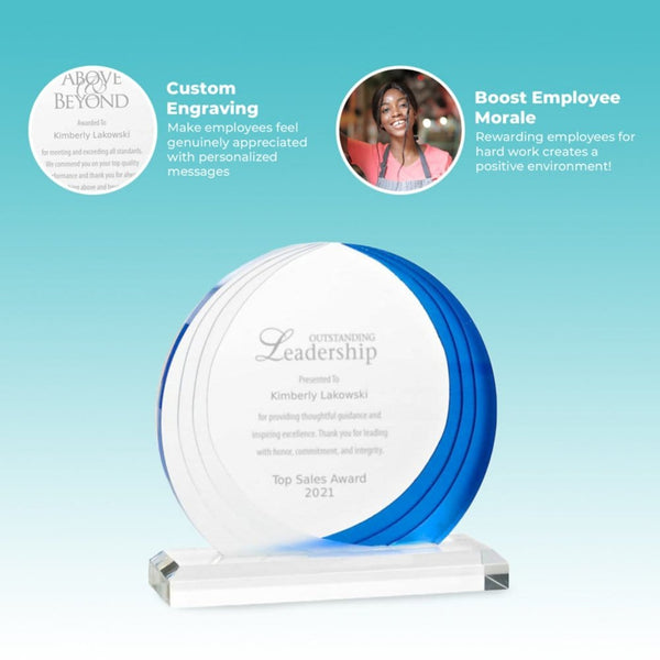 Frosted Blue Shimmer Acrylic Awards - Circle