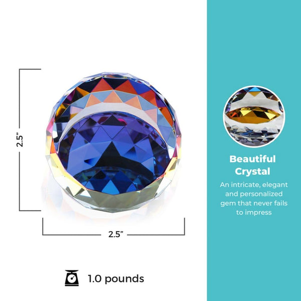 Vibrant Luminary Crystal Collection -Small Round Paperweight