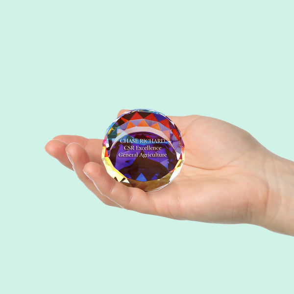 Vibrant Luminary Crystal Collection -Small Round Paperweight