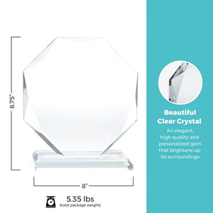 Beveled Edge Crystal Trophy - Large Round