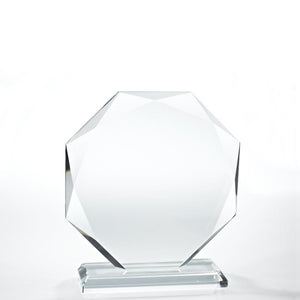 Beveled Edge Crystal Trophy - Large Round