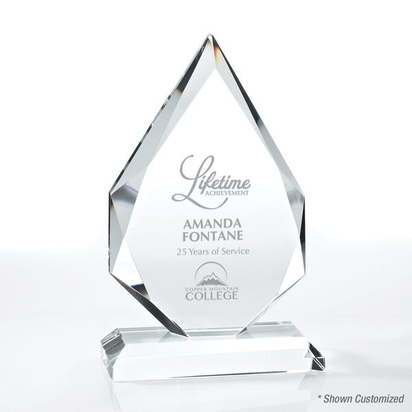 Beveled Edge Crystal Flame Trophy - Diamond