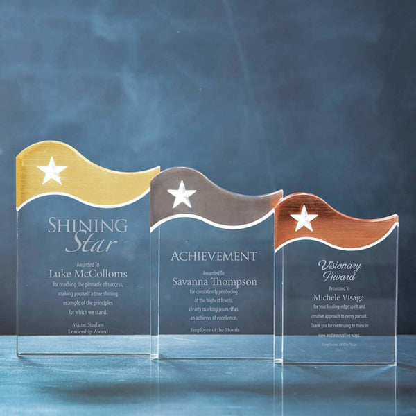 Metallic Accent Acrylic Award - Silver Star