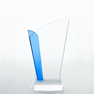 Crystal Light Blue Accent Trophy - Straight Edge