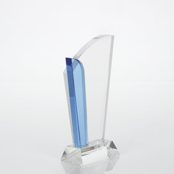 Crystal Light Blue Accent Trophy - Straight Edge