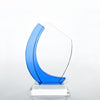 Crystal Light Blue Accent Trophy - Curved Edge