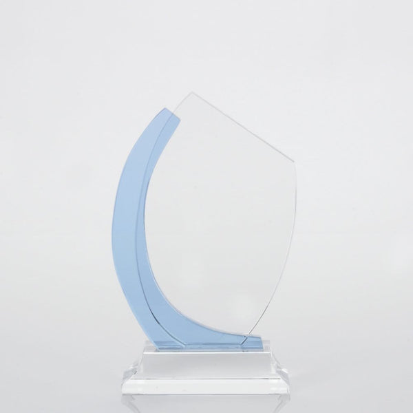 Crystal Light Blue Accent Trophy - Curved Edge