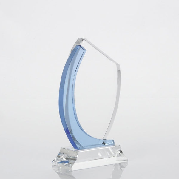 Crystal Light Blue Accent Trophy - Curved Edge