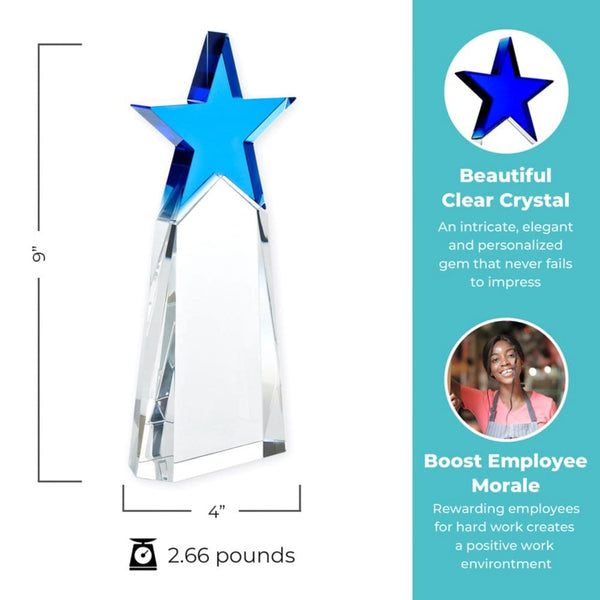 Crystal Star Pinnacle Trophy - Cobalt