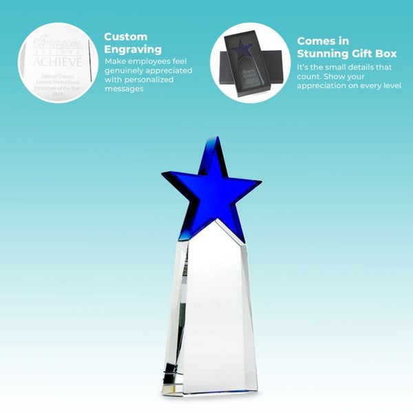 Crystal Star Pinnacle Trophy - Cobalt