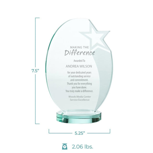 Premium Jade Trophy - Etched Oval Star