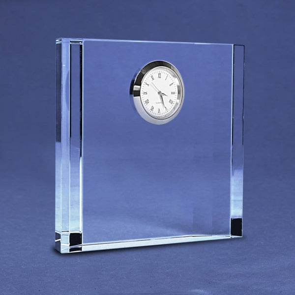 Silver Accent Crystal Award Clock - Medium