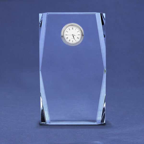 Silver Accent Crystal Award Clock - Tall